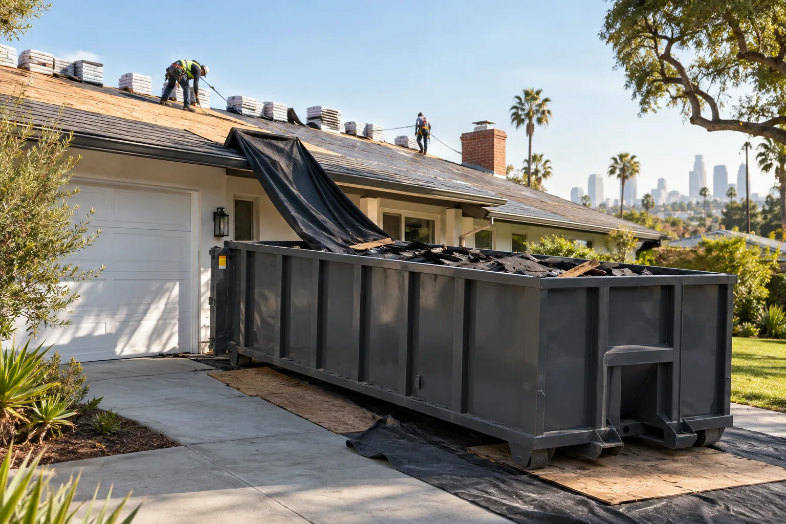 Roll-off dumpster at a Los Angeles project